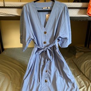 BNWT Blue chambray Eva Mendes dress -tie belt- XXL